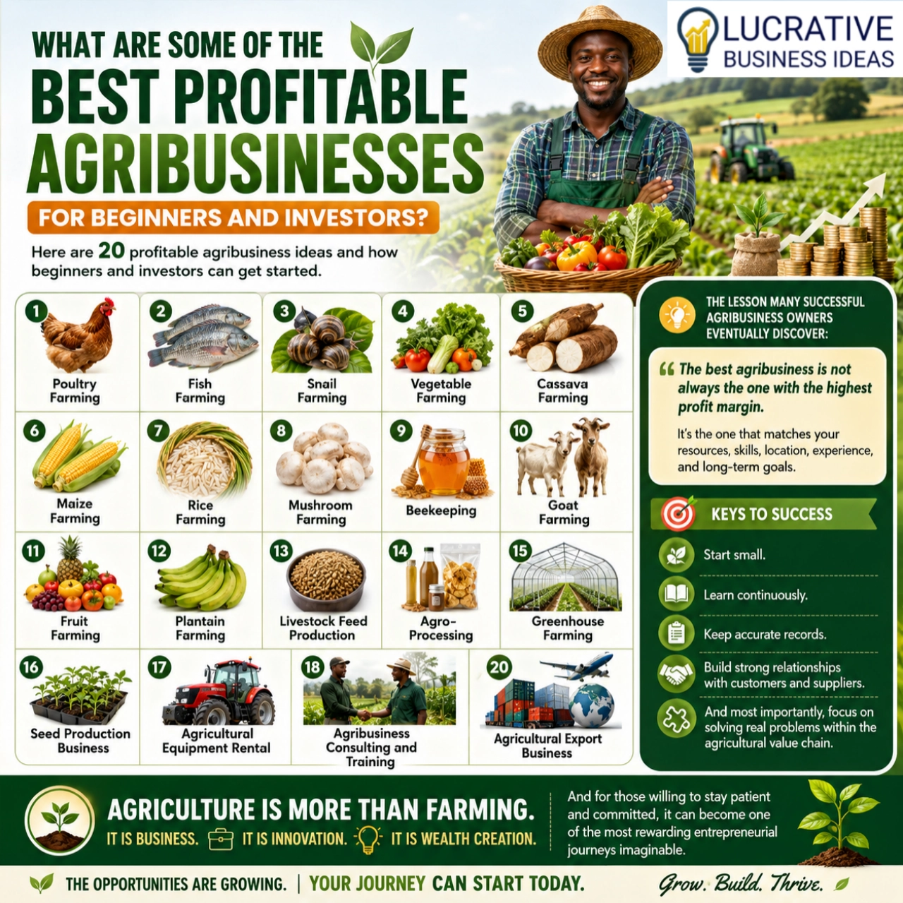 best profitable agribusinesses for beginners and Investors